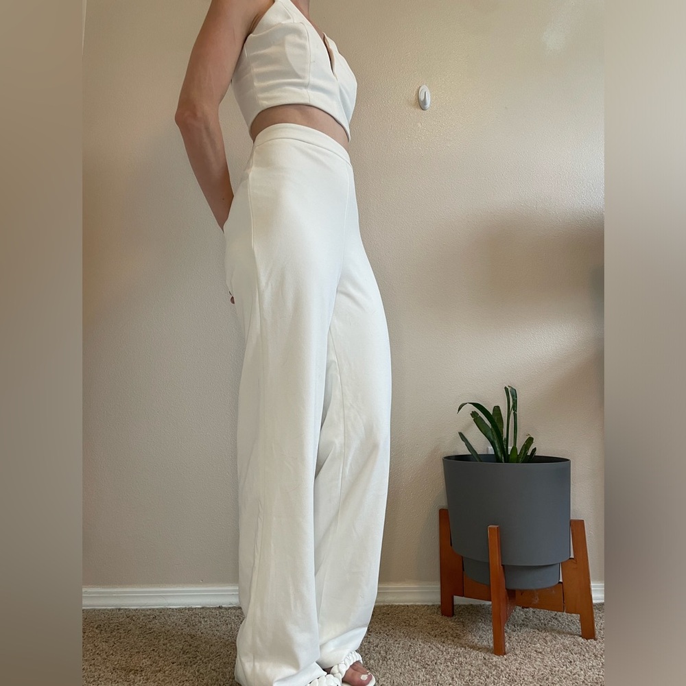 Perfect Pick White Two-Piece Wide-Leg Jumpsuit - worn once -